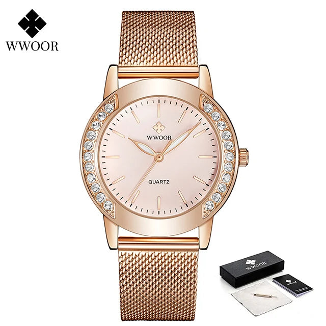 Slim Mesh Quartz Watch – Rose Gold