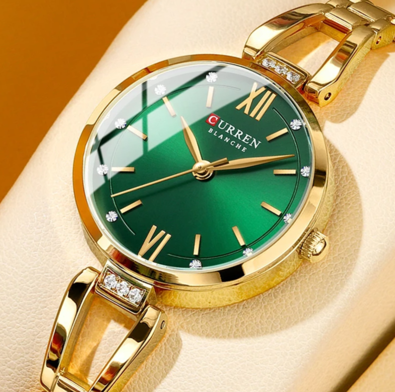 Rhinestone Accent Quartz Bracelet Watch