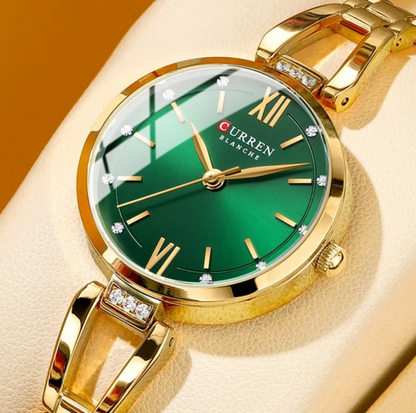 Rhinestone Accent Quartz Bracelet Watch