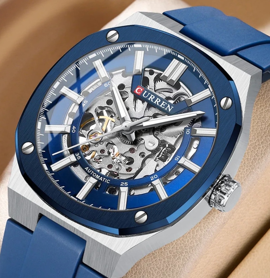 Men’s Automatic Skeleton Watch with Silicone Strap