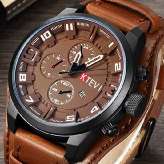 Men’s Leather Date Watch