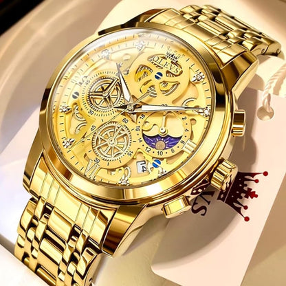 Gold Skeleton Quartz Men’s Watch