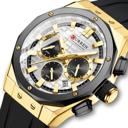 Men’s Chronograph Sports Watch with Silicone Strap