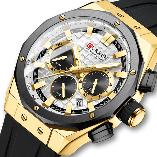 Men’s Chronograph Sports Watch with Silicone Strap