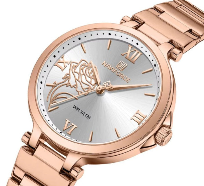 Mesh Quartz Watch with Rhinestone Accents