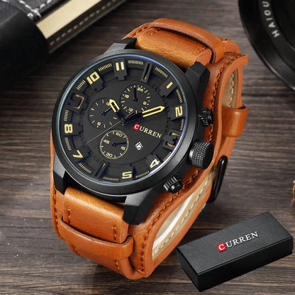 Men’s Leather Date Watch