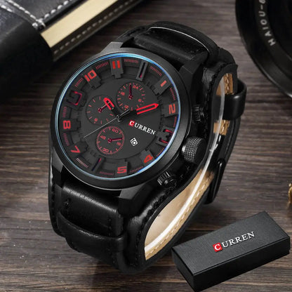 Men’s Leather Date Watch