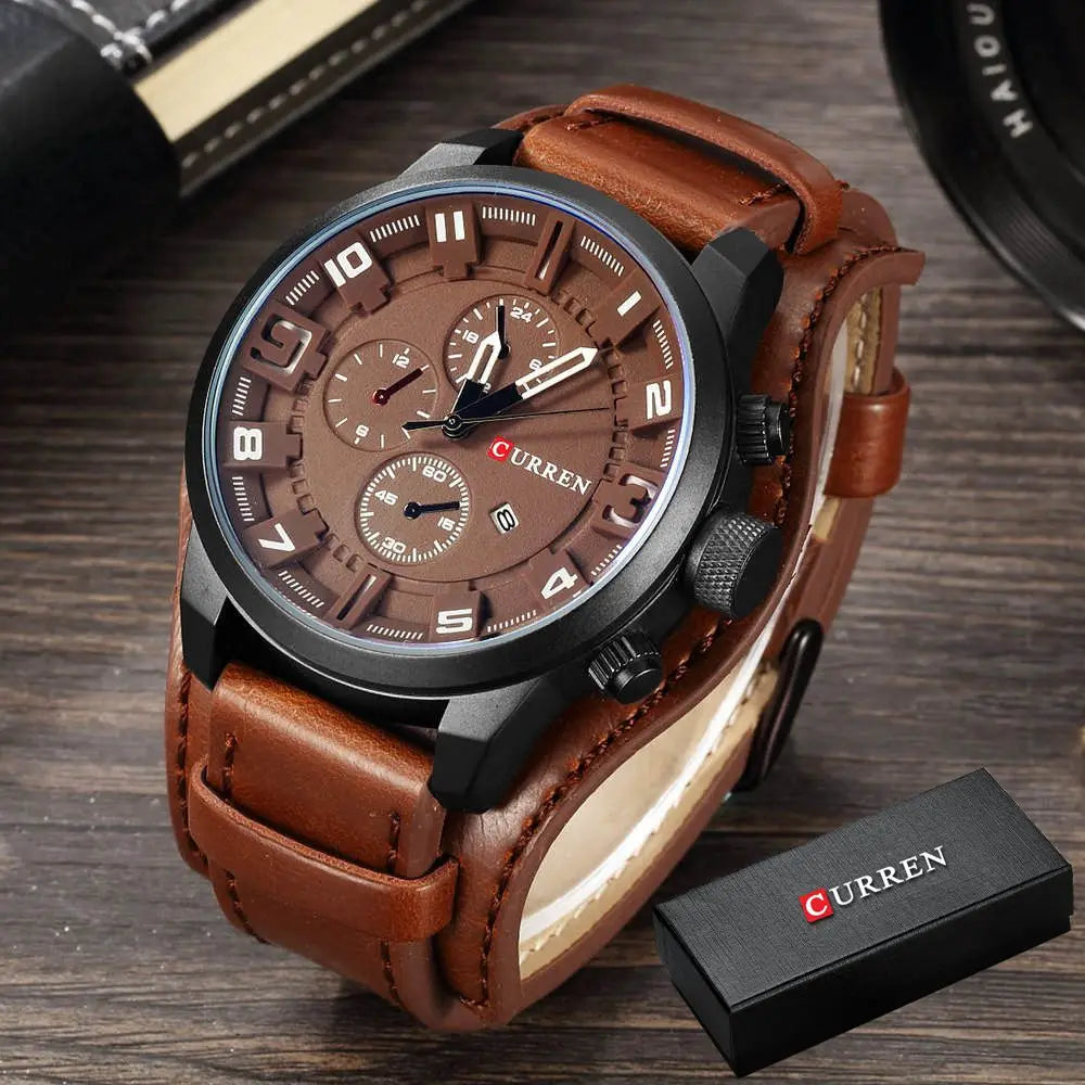 Men’s Leather Date Watch