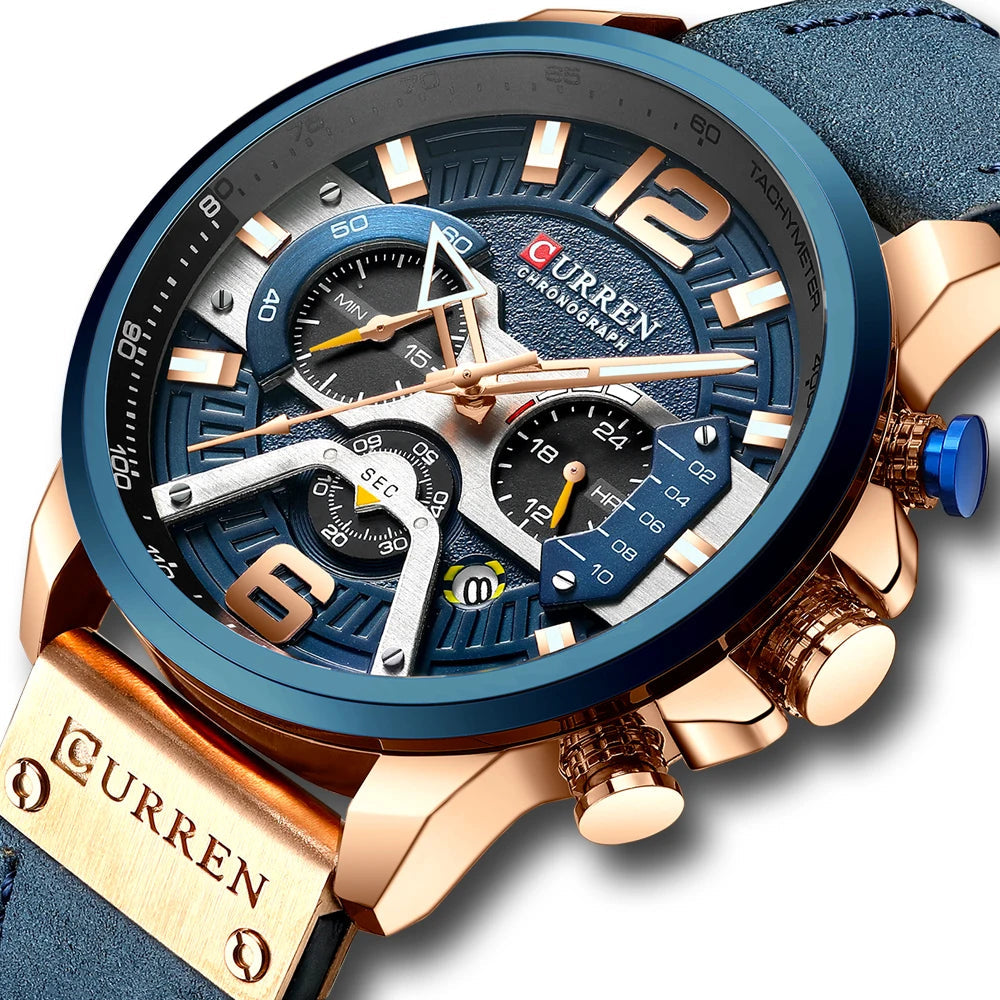 Men’s Chronograph Leather Watch