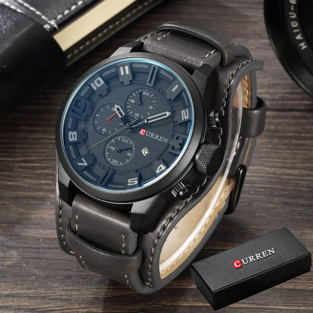 Men’s Leather Date Watch