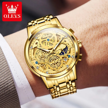 Gold Skeleton Quartz Men’s Watch