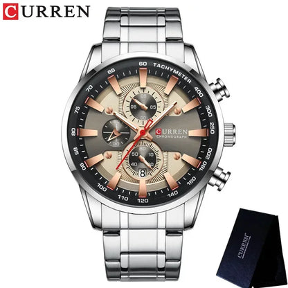 Men’s Chronograph Watch with Auto Date and Stainless Steel Strap