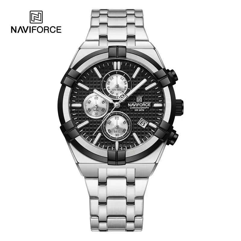 Luxury Quartz Watch – Stainless Steel & Black