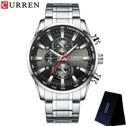 Men’s Chronograph Watch with Auto Date and Stainless Steel Strap