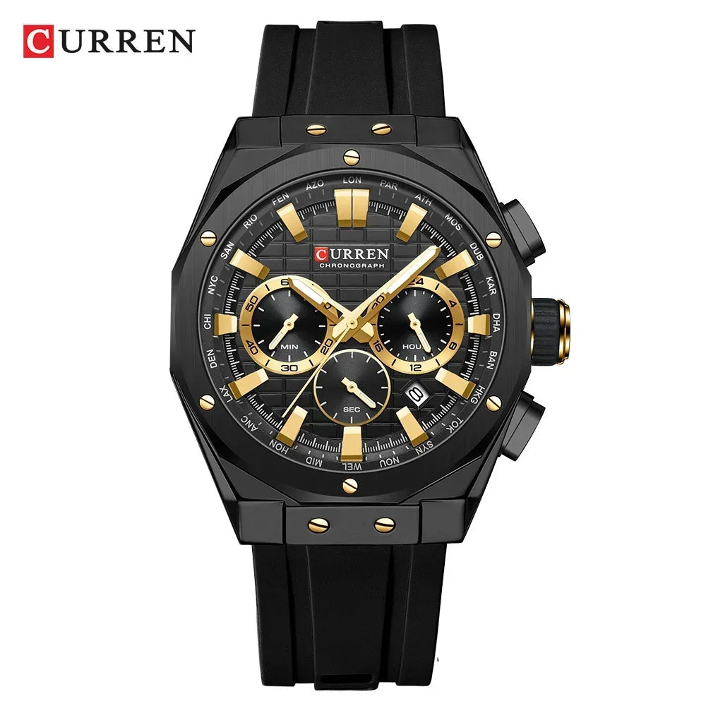 Men’s Chronograph Sports Watch with Silicone Strap