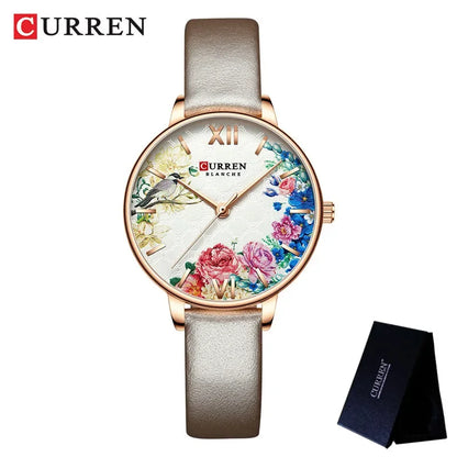 Floral Dial Stainless Steel Women’s Watch