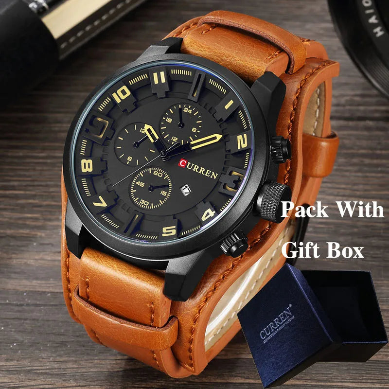 Men’s Classic Leather Strap Watch