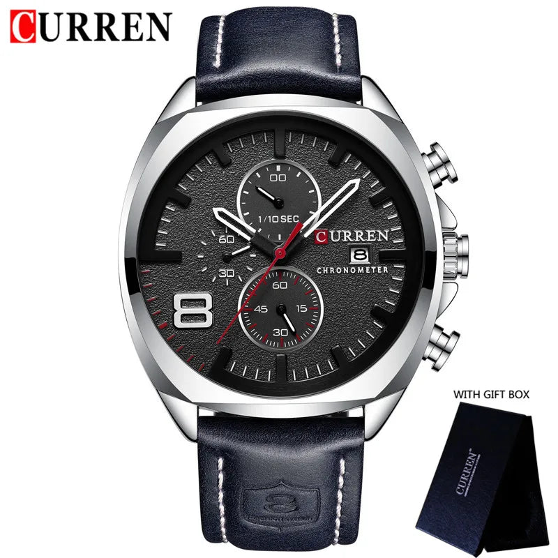 Men’s Casual Leather Chronograph Watch