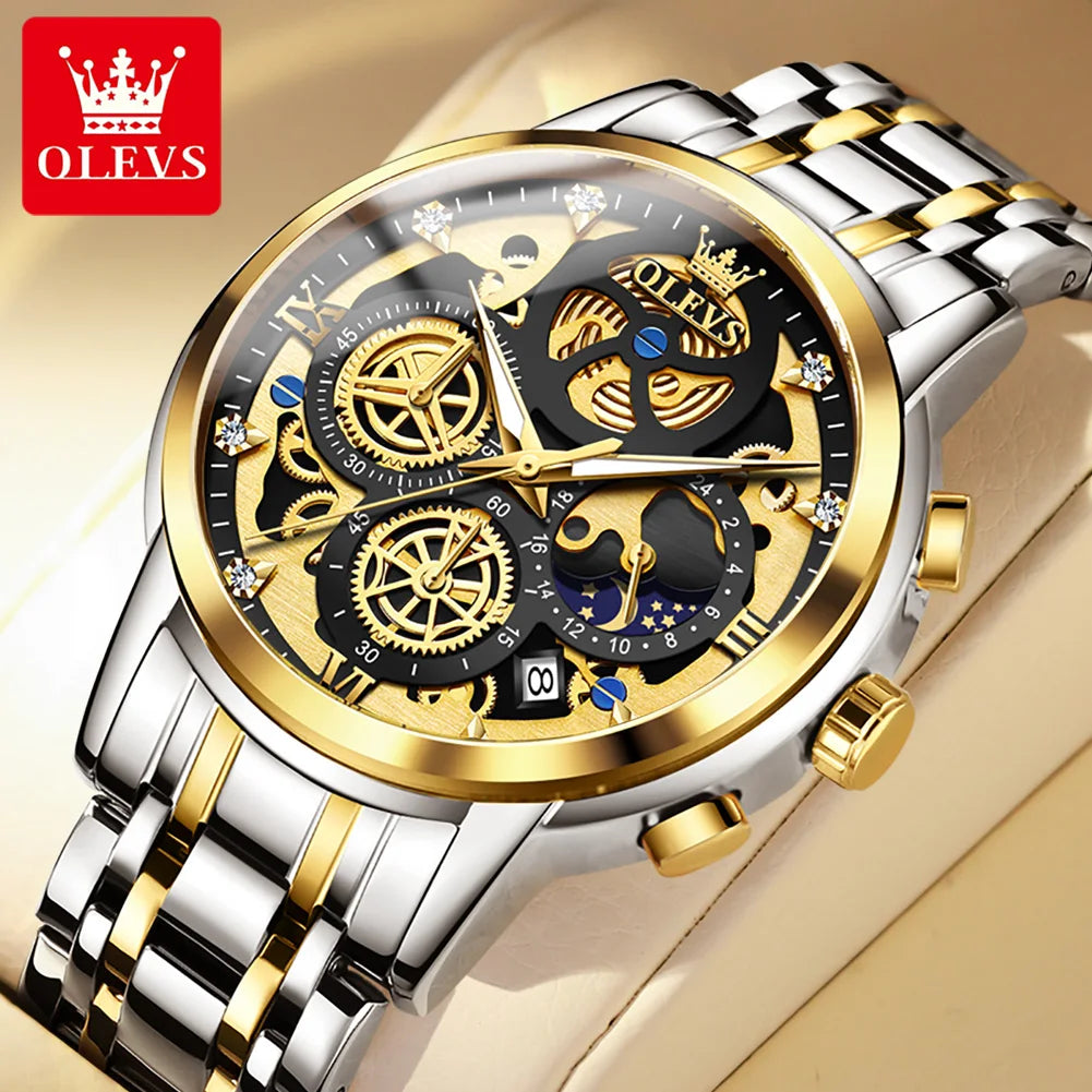 Gold Skeleton Quartz Men’s Watch
