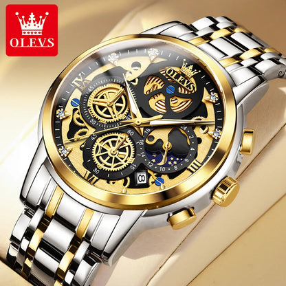 Gold Skeleton Quartz Men’s Watch