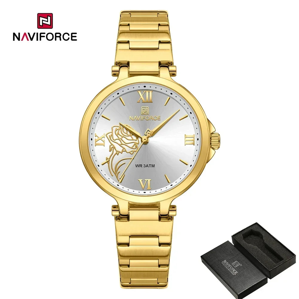 Mesh Quartz Watch with Rhinestone Accents