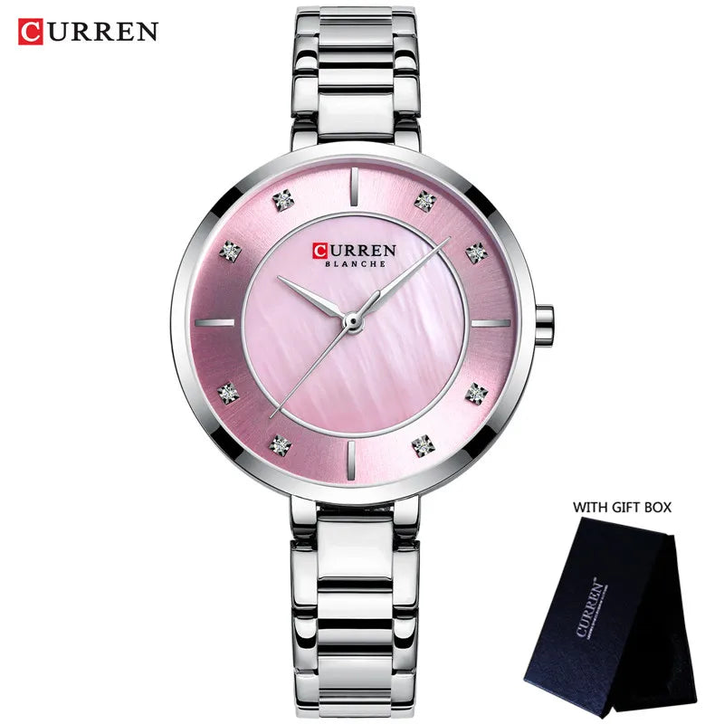 Calendar Bracelet Watch with Rhinestone Dial