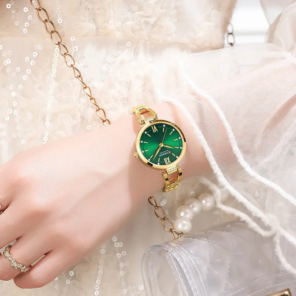 Rhinestone Accent Quartz Bracelet Watch