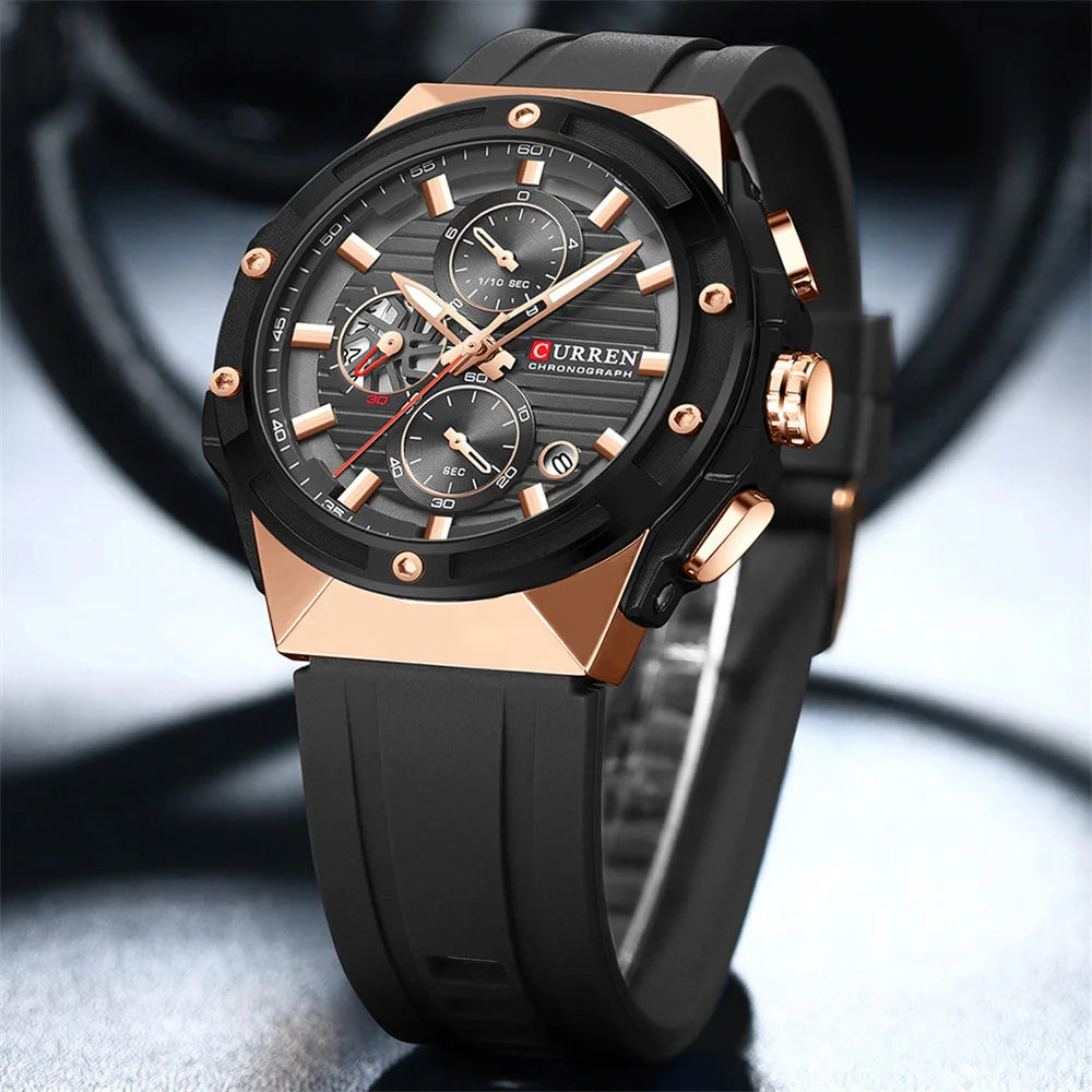 Men’s Chronograph Sports Watch with Silicone Strap