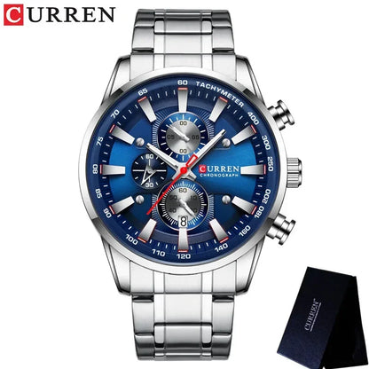 Men’s Chronograph Watch with Auto Date and Stainless Steel Strap