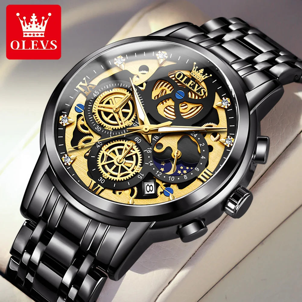 Gold Skeleton Quartz Men’s Watch