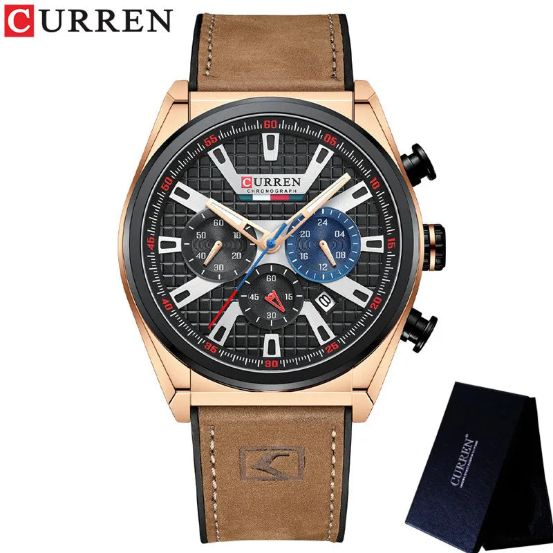 Chronograph Genuine Leather Watch