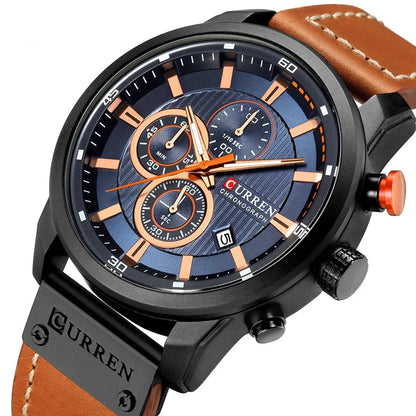 Leather Chronograph Watch