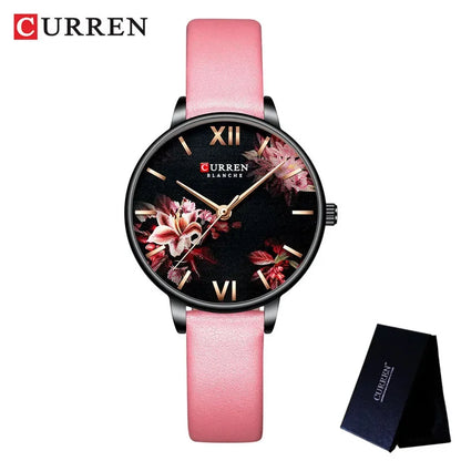 Floral Dial Stainless Steel Women’s Watch
