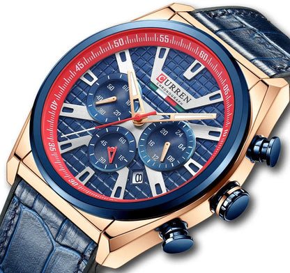 Chronograph Genuine Leather Watch