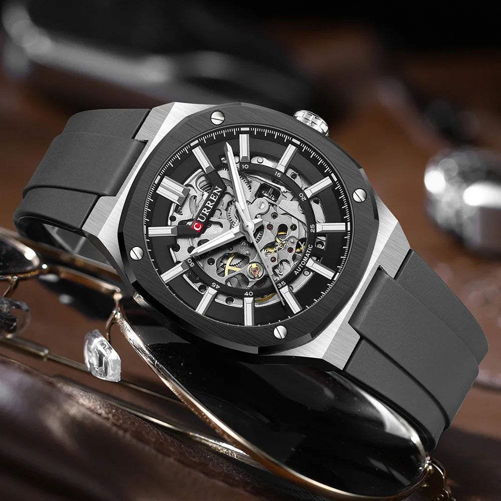 Men’s Automatic Skeleton Watch with Silicone Strap