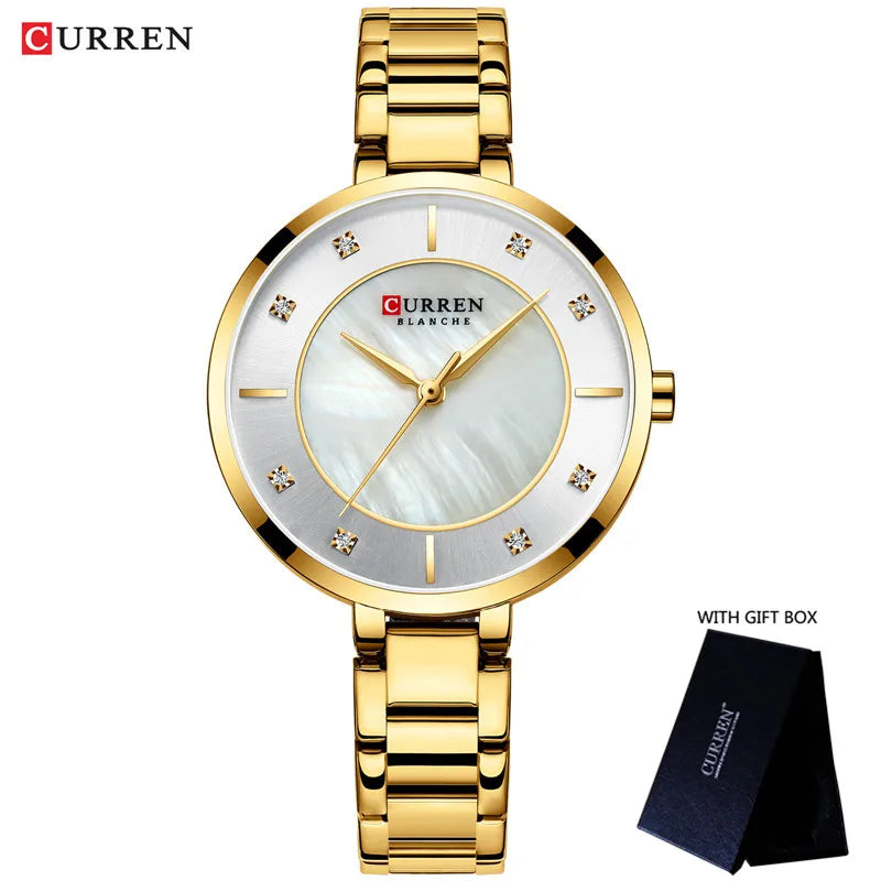 Calendar Bracelet Watch with Rhinestone Dial