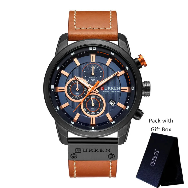 Leather Chronograph Watch
