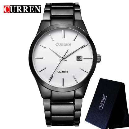 Stainless Steel Calendar Watch - Black & Silver
