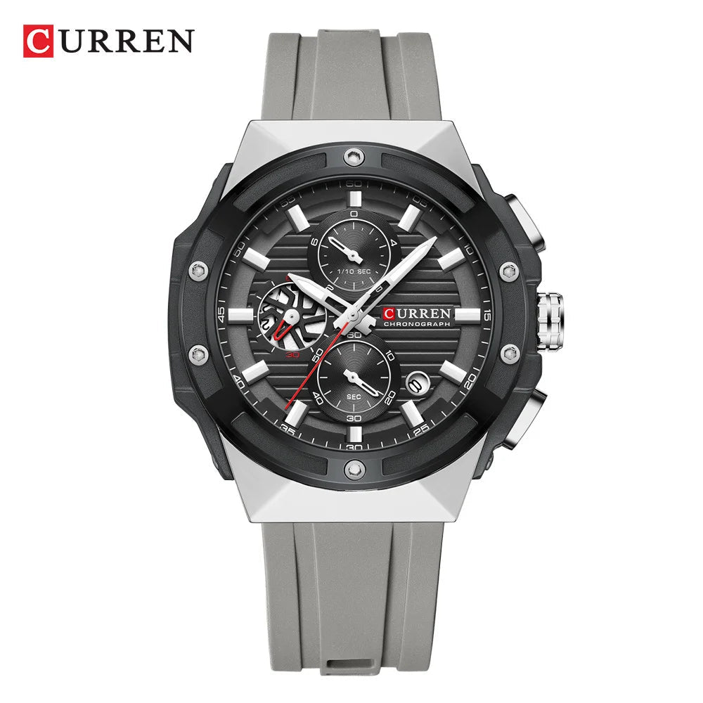 Men’s Chronograph Sports Watch with Silicone Strap