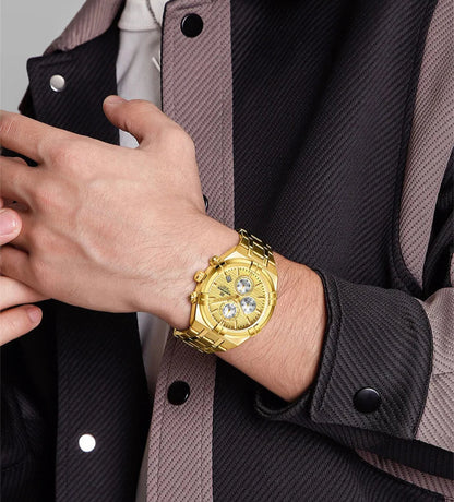 Luxury Quartz Watch – Stainless Steel & Black