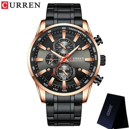 Men’s Chronograph Watch with Auto Date and Stainless Steel Strap