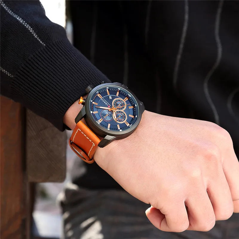 Leather Chronograph Watch
