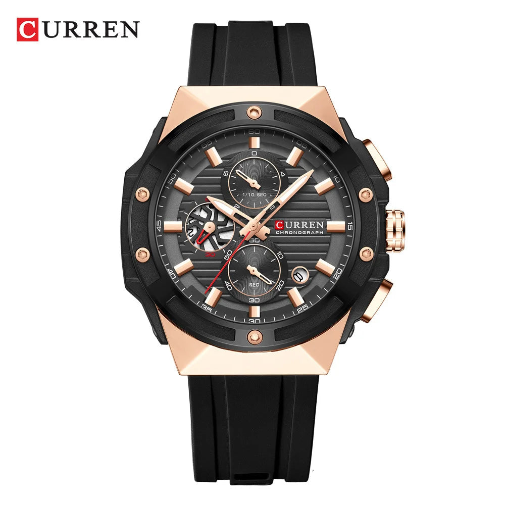 Men’s Chronograph Sports Watch with Silicone Strap