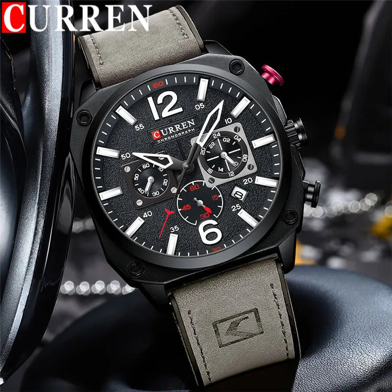 Men’s Chronograph Leather Watch