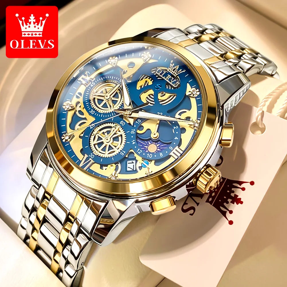 Gold Skeleton Quartz Men’s Watch