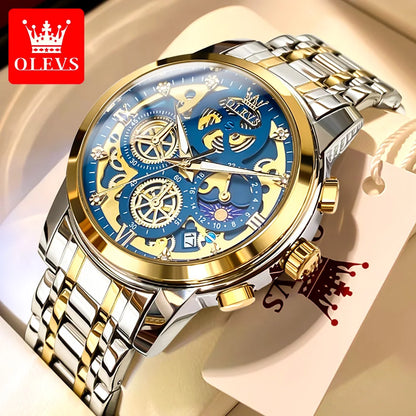 Gold Skeleton Quartz Men’s Watch