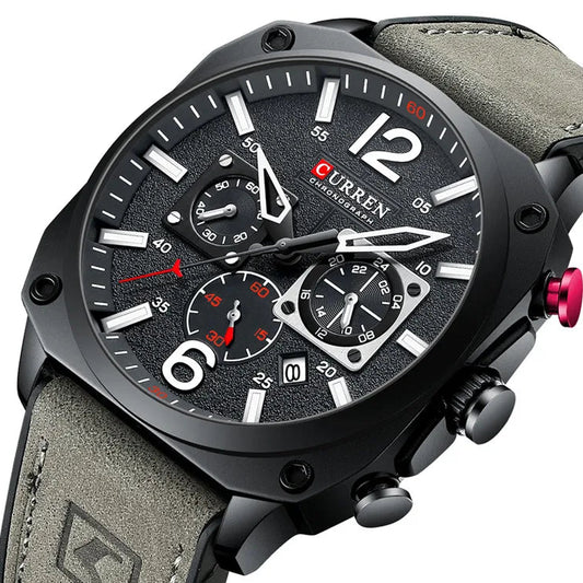 Men’s Chronograph Leather Watch