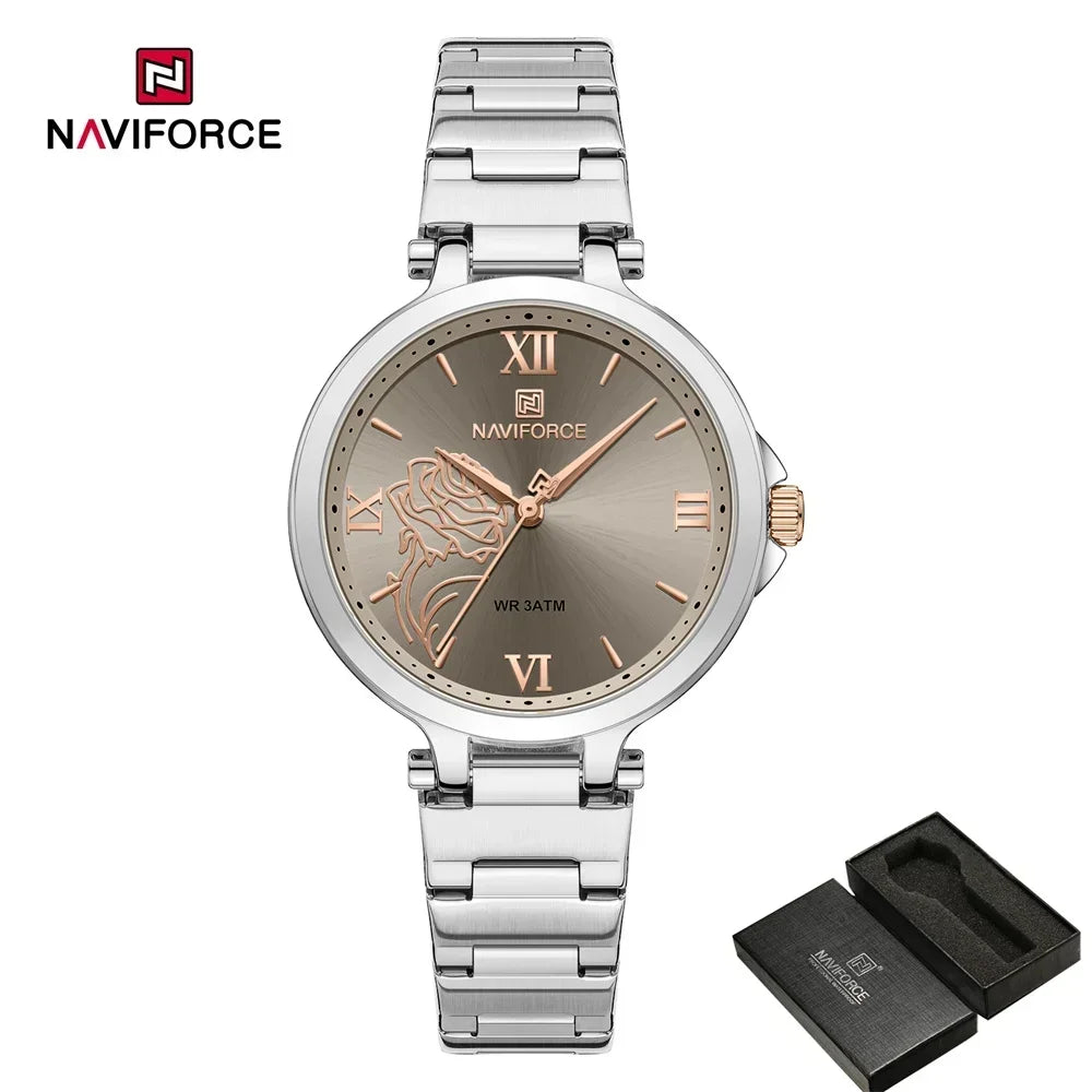 Mesh Quartz Watch with Rhinestone Accents