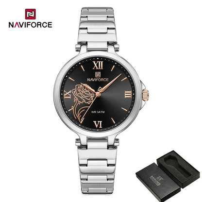 Mesh Quartz Watch with Rhinestone Accents