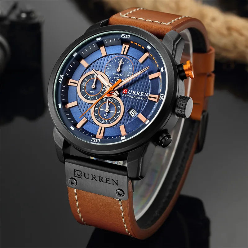 Leather Chronograph Watch